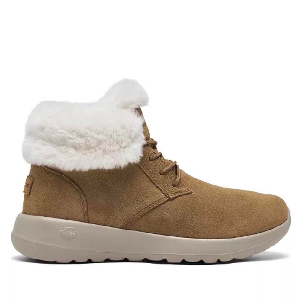 Blokecore Skechers On The GO Joy Lush Faux Fur‎ Winter Boots Tan Suede Comfort